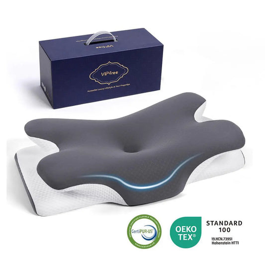 Cooling memory foam neck pillow, adjustable ergonomic memory foam neck pillow
